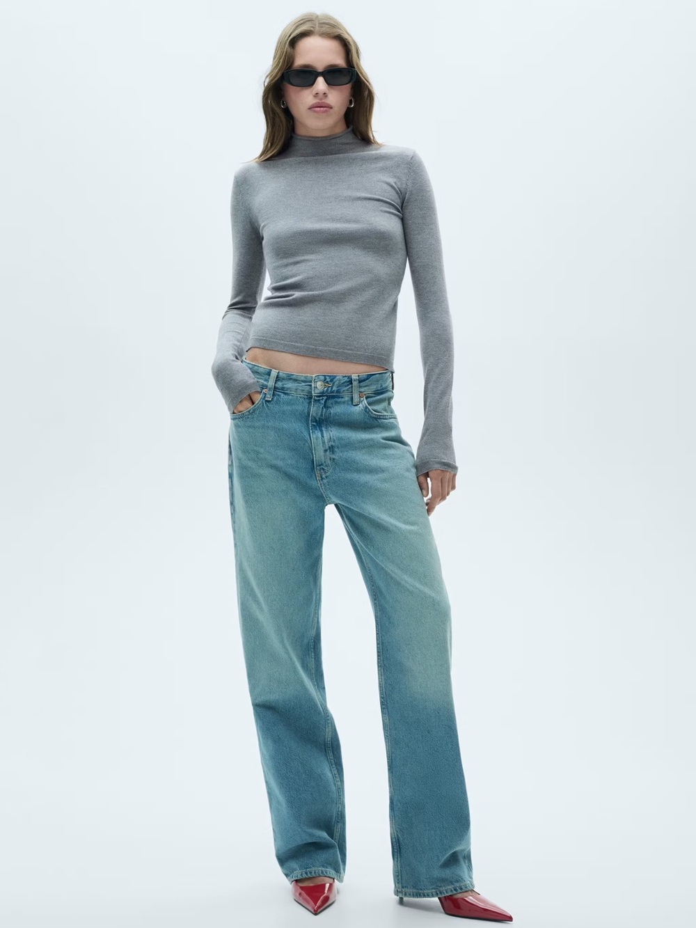Mango Grey Perkins neck sweater NWT